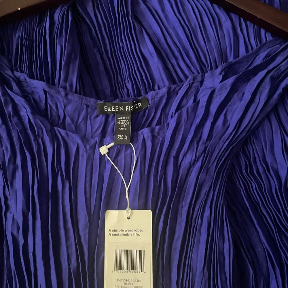 Eileen Fisher Women Sleeveless Tiered Silk dress NWT Large - Picture 7 of 7